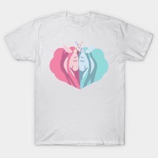 Couple heart shape cute vanil valentine unicorns T-Shirt